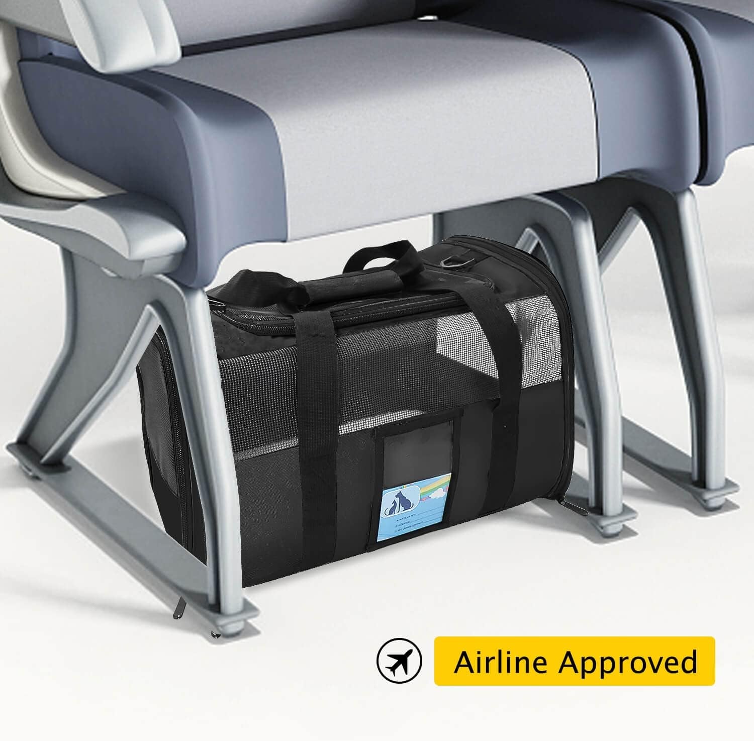 Airline-Approved Pet Carrier for Cats and Small Dogs, TSA Compliant, Soft and Comfortable Design, Suitable for Pets Up to 15 lbs, Black