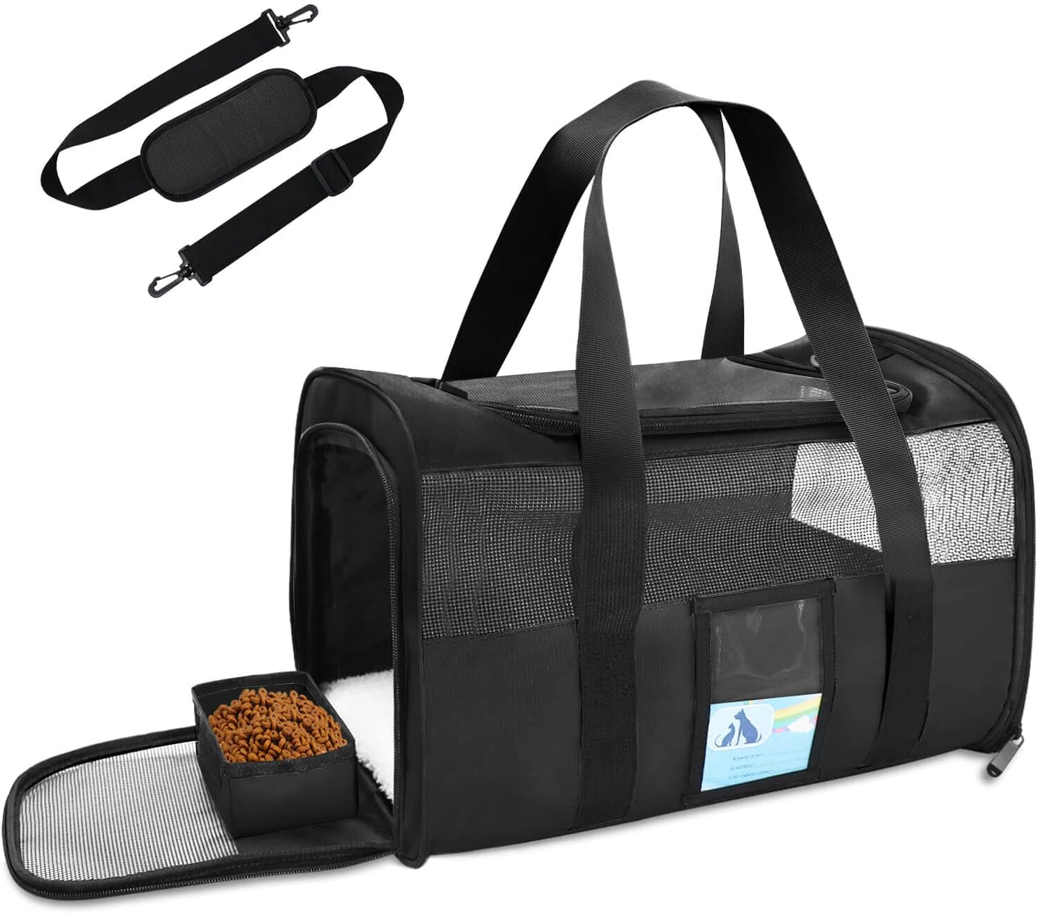 Airline-Approved Pet Carrier for Cats and Small Dogs, TSA Compliant, Soft and Comfortable Design, Suitable for Pets Up to 15 lbs, Black