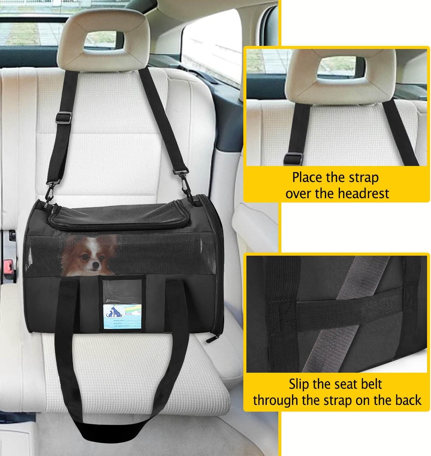 Airline-Approved Pet Carrier for Cats and Small Dogs, TSA Compliant, Soft and Comfortable Design, Suitable for Pets Up to 15 lbs, Black