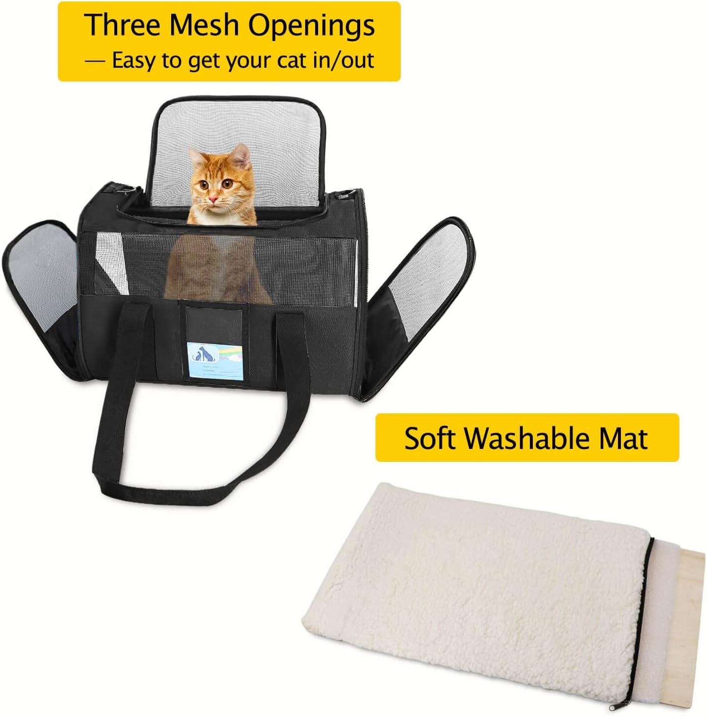 Airline-Approved Pet Carrier for Cats and Small Dogs, TSA Compliant, Soft and Comfortable Design, Suitable for Pets Up to 15 lbs, Black